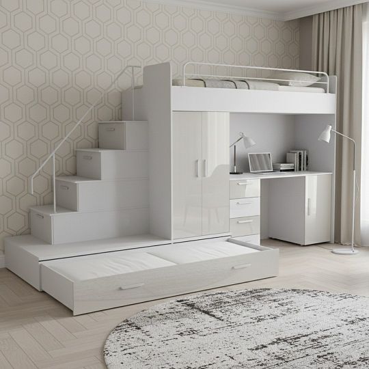 ROSA 5 dětský pokoj, univerzální, bílá/bílá lesk