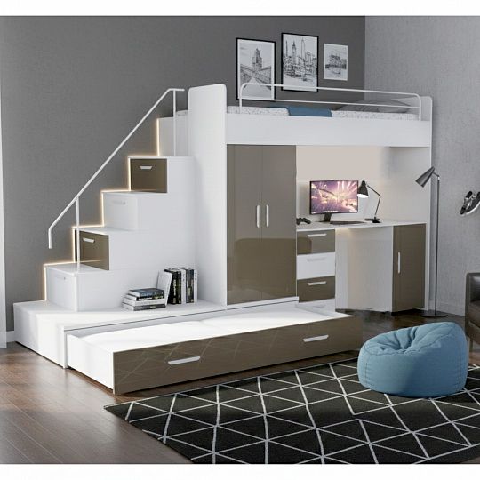 ROSA 5 dětský pokoj, univerzální, bílá/šedá lesk