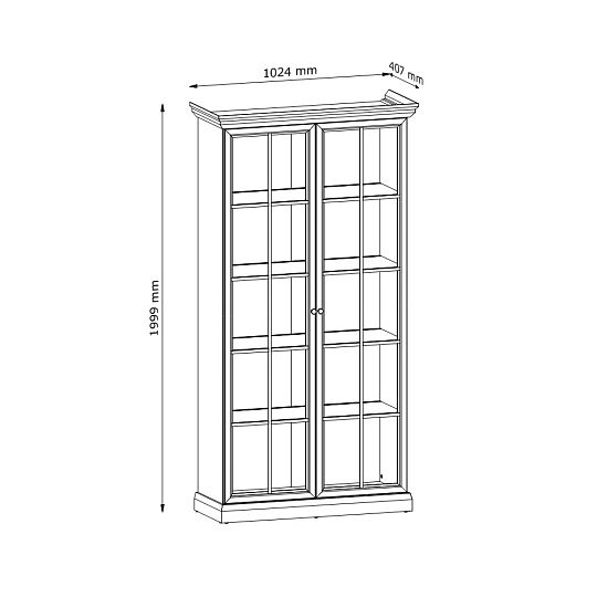 LUCEMBURK W2D široká vitrína, grafit