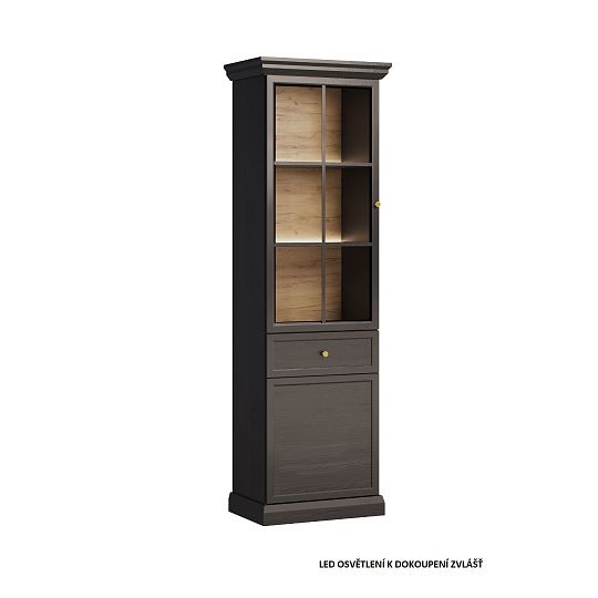 LUCEMBURK W2D1S úzká vitrína, univerzální, grafit