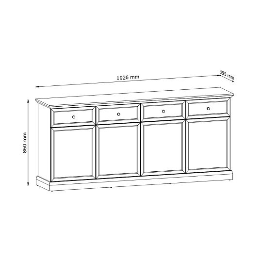 LUCEMBURK K4D4S komoda, bílá perleť