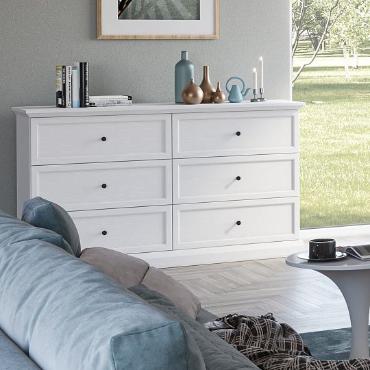 LUCEMBURK K6S komoda, bílá perleť