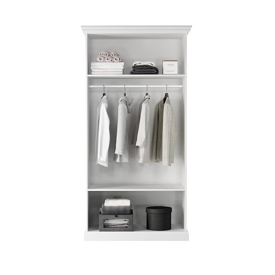 LUCEMBURK S2DL šatní skříň se zrcadlem, bílá perleť