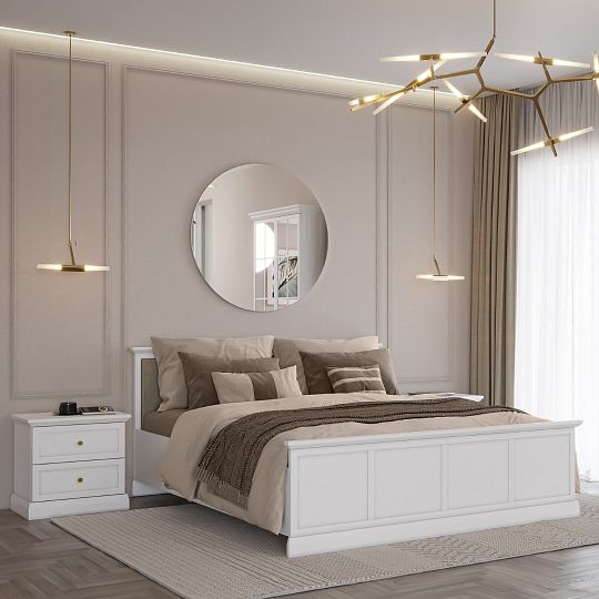 LUCEMBURK S2DL šatní skříň se zrcadlem, bílá perleť