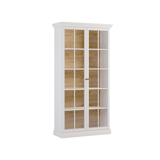 LUCEMBURK W2D široká vitrína, bílá perleť