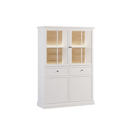 LUCEMBURK W4D2S nízká vitrína, bílá perleť