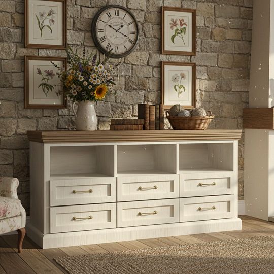 JASMINA RS komoda/tv stolek, borovice bílá nordik/dub wild