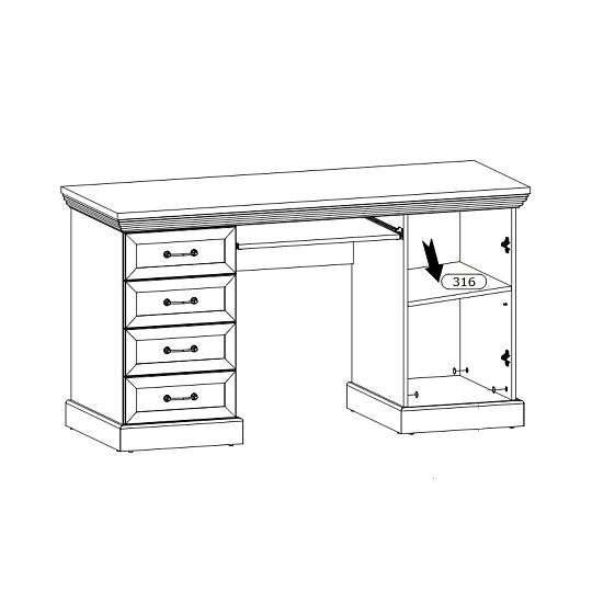 JASMINA B1 psací stůl, borovice bílá nordik/dub wild