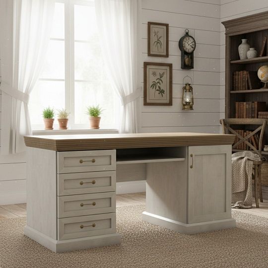 JASMINA B1 psací stůl, borovice bílá nordik/dub wild