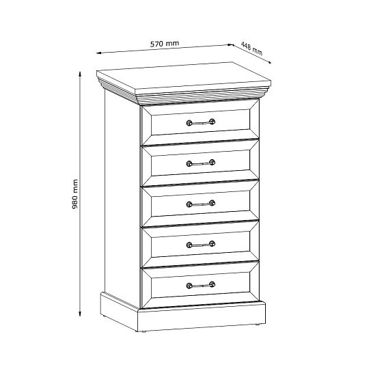 JASMINA KS5 komoda, borovice bílá nordik/dub wild