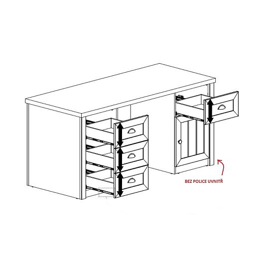 NABILIA B1 psací stůl, borovice andersen/dub lefkas