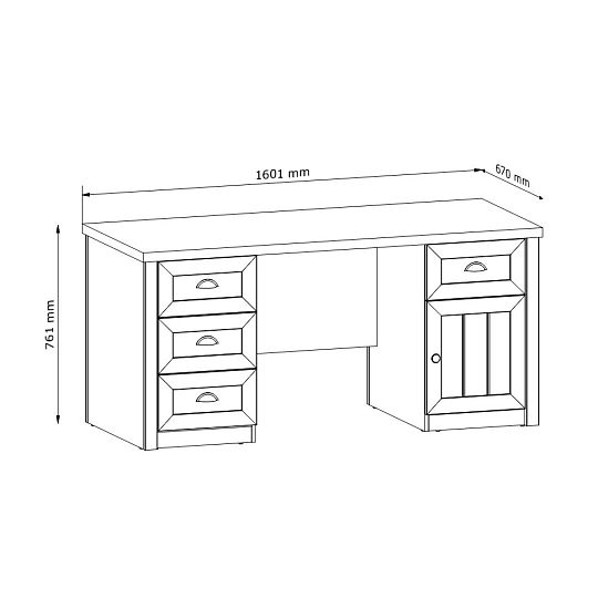 NABILIA B1 psací stůl, borovice andersen/dub lefkas