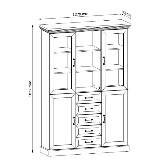 JASMINA W2D vitrína, borovice bílá nordik/dub wild