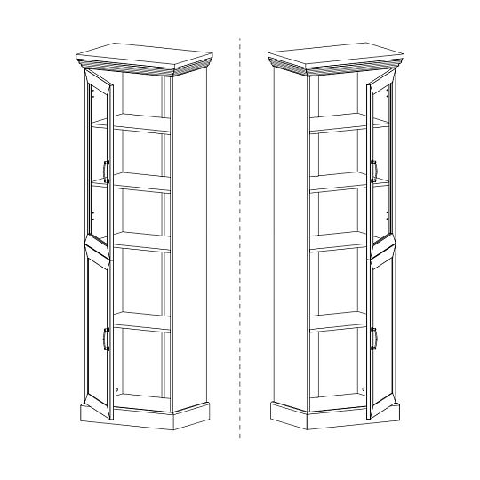JASMINA W1D vitrína, borovice bílá nordik/dub wild