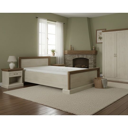 JASMINA L1 postel 160 cm + rošt, borovice bílá nordik/dub wild