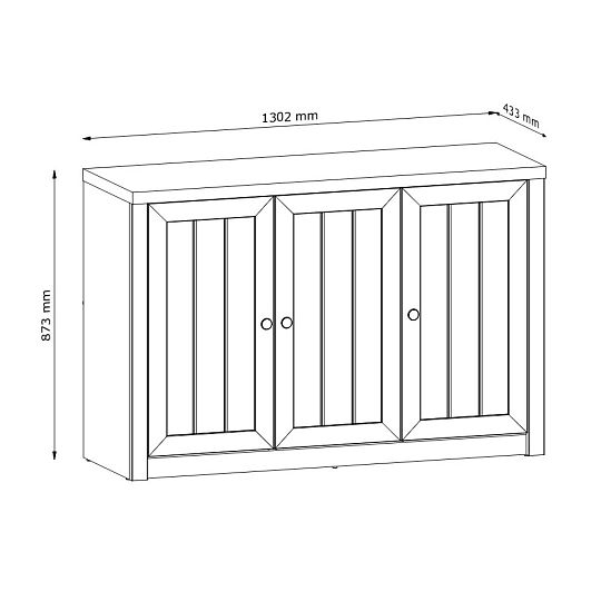 NABILIA K3D komoda, borovice andersen/dub lefkas