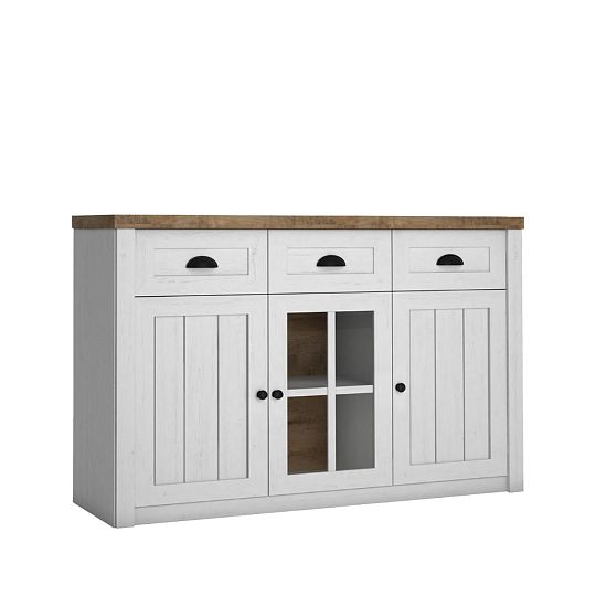 NABILIA K3S vitrína nízká, borovice andersen/dub lefkas