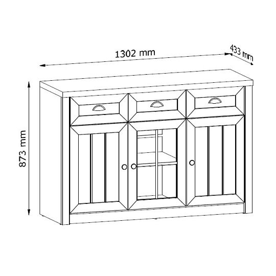 NABILIA K3S vitrína nízká, borovice andersen/dub lefkas