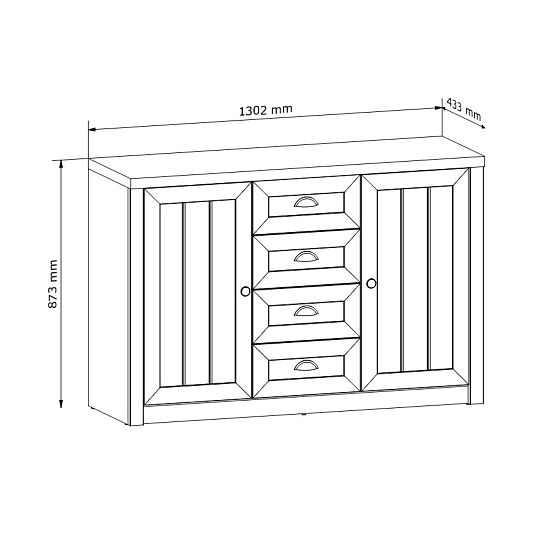 NABILIA K4S komoda, borovice andersen/dub lefkas