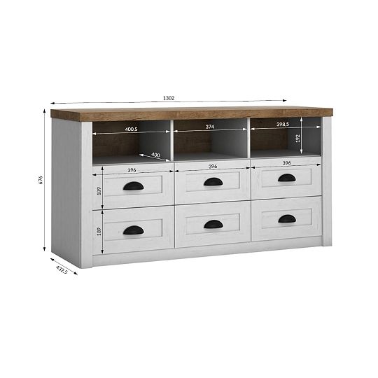 NABILIA K6S komoda, borovice andersen/dub lefkas