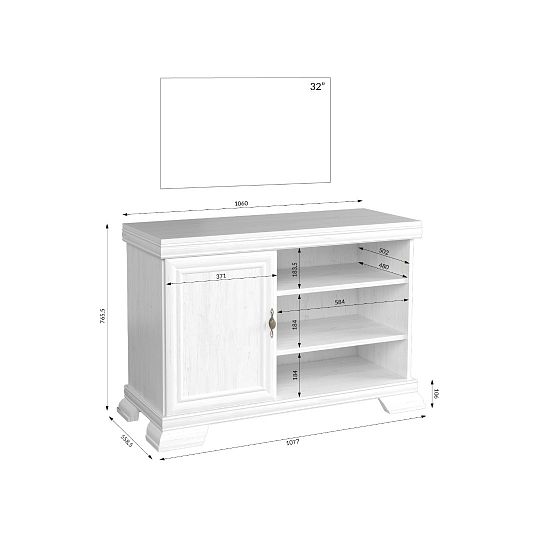 KOBE KRT televizní stolek, borovice bílá andersen