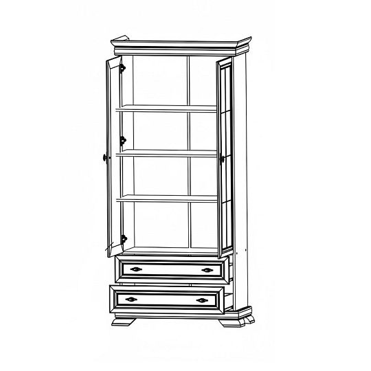 KOBE KRW2 vysoká vitrína, široká, borovice bílá andersen