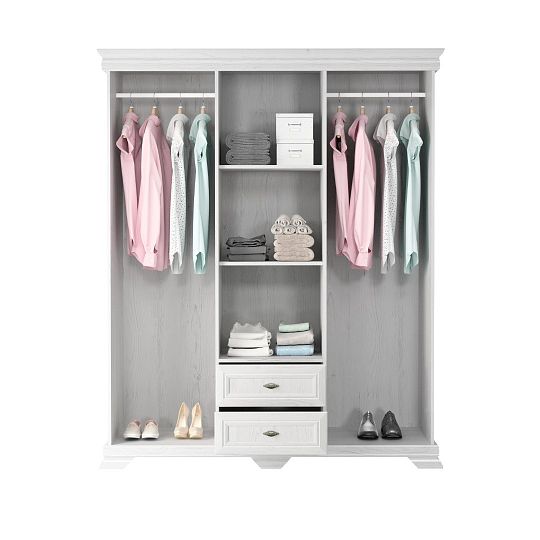 KOBE KS2 šatní skříň se zrcadlem, borovice bílá andersen