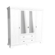 KOBE KS3 široká šatní skříň se zrcadlem, borovice bílá andersen