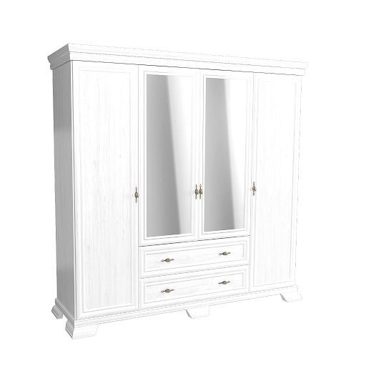 KOBE KS3 široká šatní skříň se zrcadlem, borovice bílá andersen