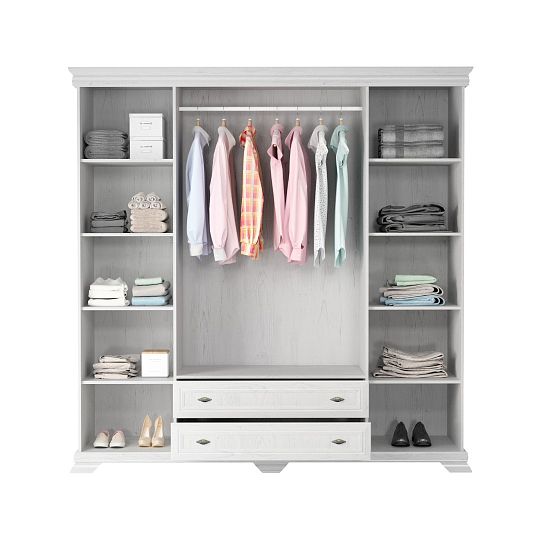 KOBE KS3 široká šatní skříň se zrcadlem, borovice bílá andersen