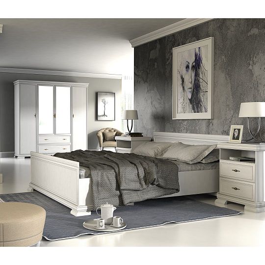 KOBE KS3 široká šatní skříň se zrcadlem, borovice bílá andersen