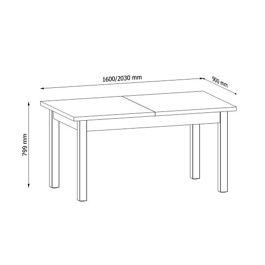 NABILIA STD rozkládací jídelní stůl, borovice andersen/dub lefkas
