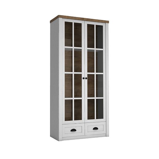 NABILIA W2S vitrína široká, borovice andersen/dub lefkas