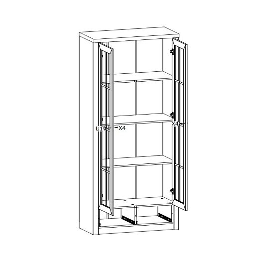 NABILIA W2S vitrína široká, borovice andersen/dub lefkas