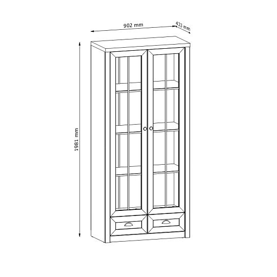 NABILIA W2S vitrína široká, borovice andersen/dub lefkas