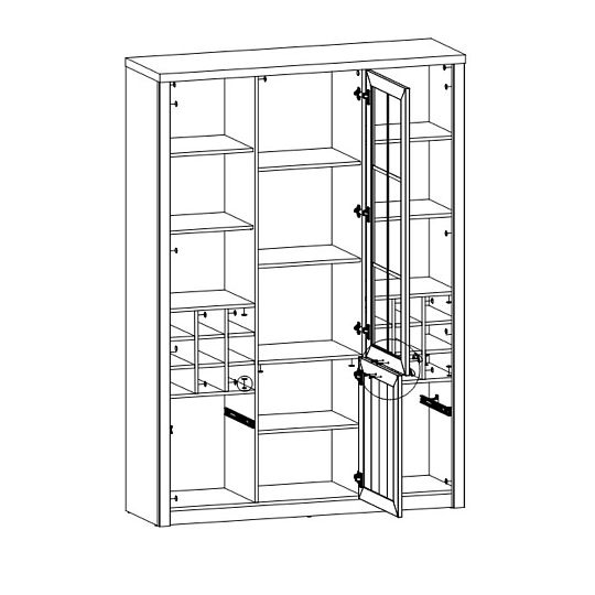NABILIA W2D2S vitrína s regálem, borovice andersen/dub lefkas