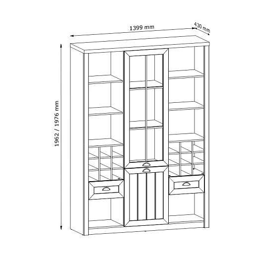 NABILIA W2D2S vitrína s regálem, borovice andersen/dub lefkas