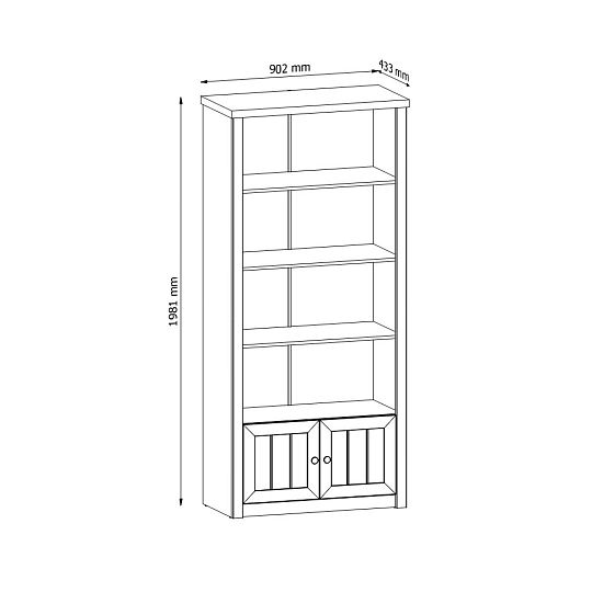NABILIA R1 vysoký regál s dvířky, borovice andersen/dub lefkas