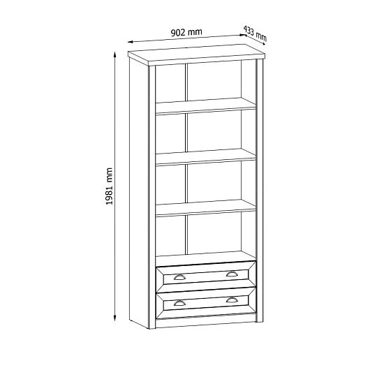 NABILIA R2 vysoký regál s šuplíky, borovice andersen/dub lefkas