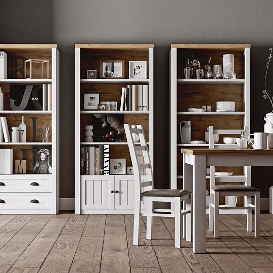 NABILIA R3 vysoký regál, borovice andersen/dub lefkas