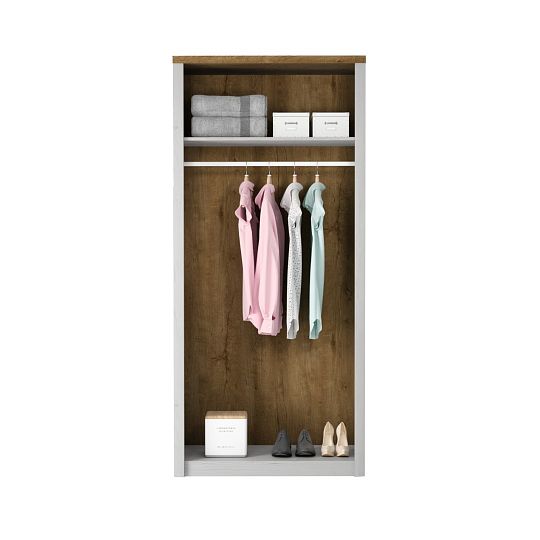 NABILIA S2D šatní skříň, borovice andersen/dub lefkas