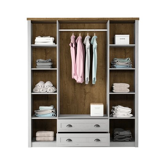 NABILIA S4D široká šatní skříň, borovice andersen/dub lefkas