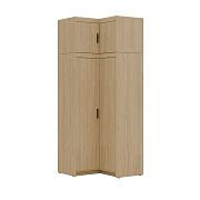 EVERLY rohová šatní skříň 2DN + nástavec, dub olejovaný