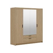 EVERLY 4D-2S šatní skříň se zrcadlem, dub olejovaný