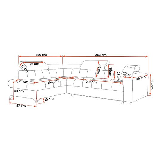 CARACAS rohová sedací souprava, pravá, světle hnědá Marcello 4