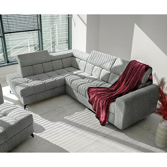 CARACAS rohová sedací souprava, pravá, světle šedá Miscanto 40