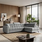 CARACAS rohová sedací souprava, levá, světle šedá Miscanto 40