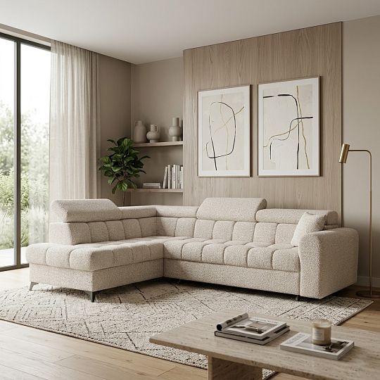 CARACAS rohová sedací souprava, pravá, smetanová Miscanto 10