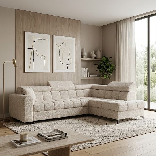 CARACAS rohová sedací souprava, levá, smetanová Miscanto 10