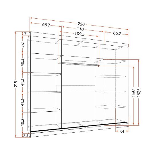 ALBATROS šatní skříň 250, kašmír